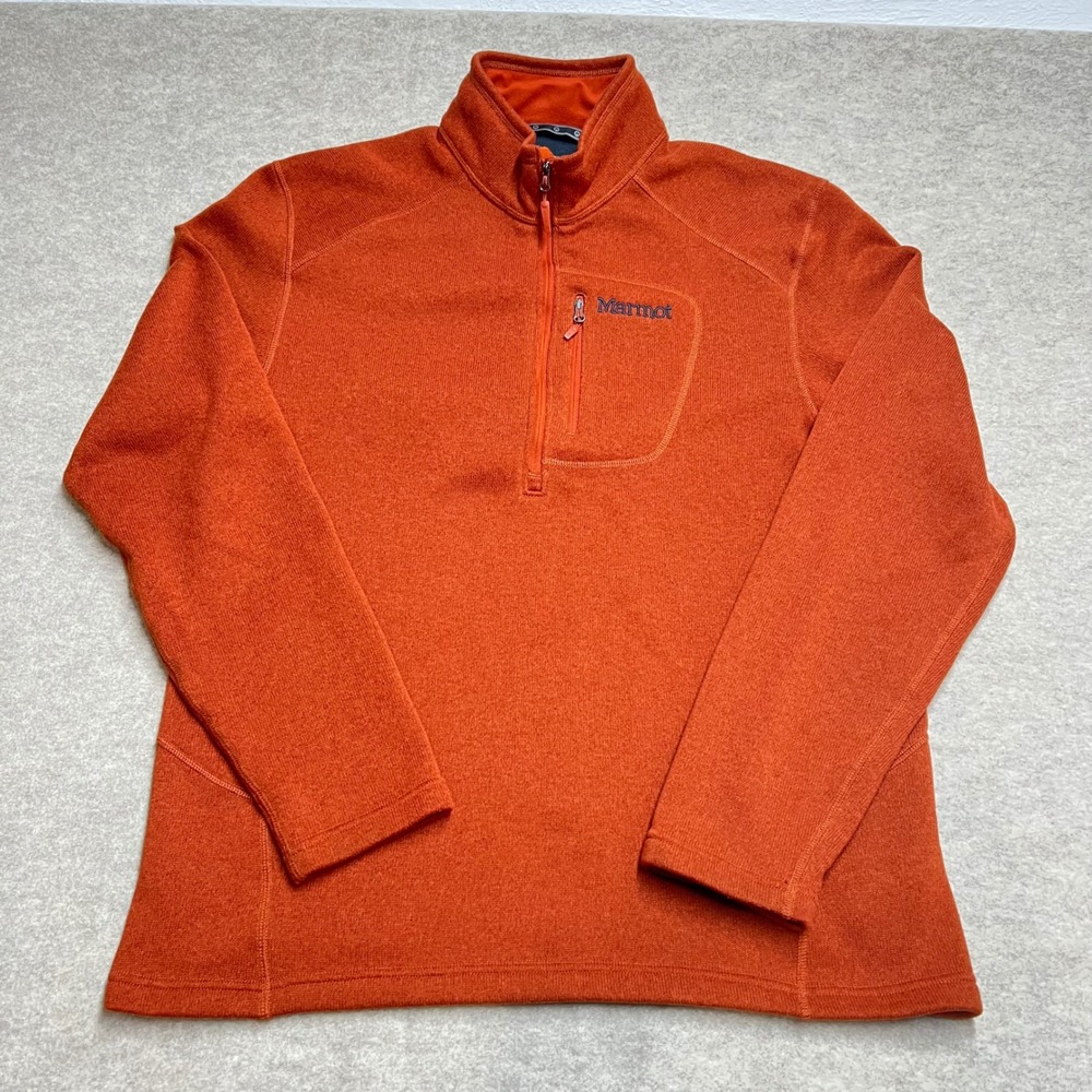 Marmot Drop Line 1/2 Zip Fleece Pullover Men XL Burnt Orange Gorpcore Streetwear